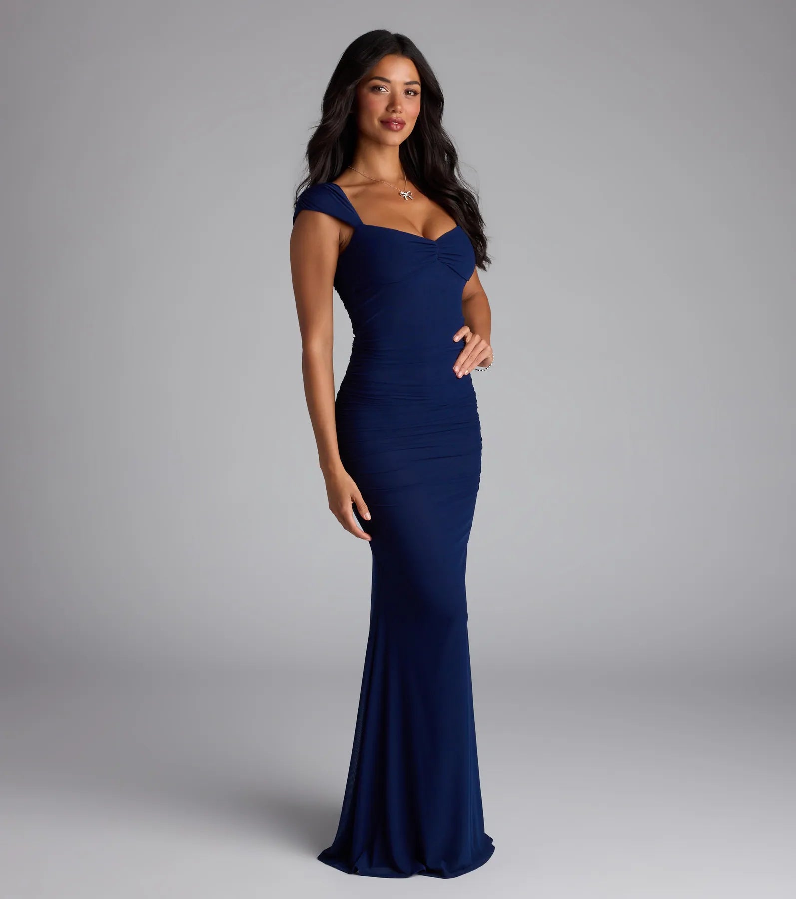 Camren Lace-Up Mermaid Mesh Formal Dress