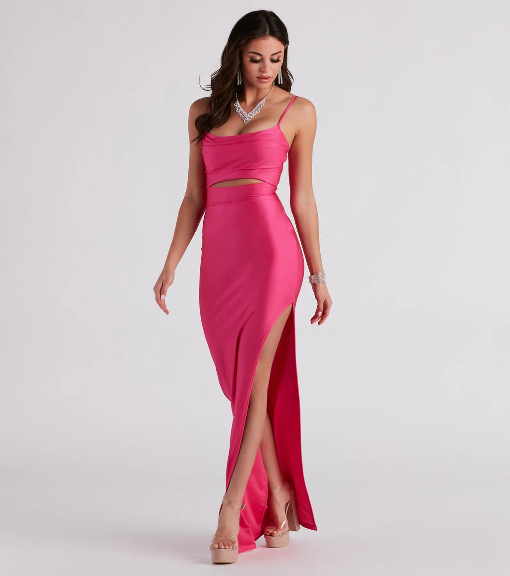 Celia Formal Cutout High Slit Column Dress