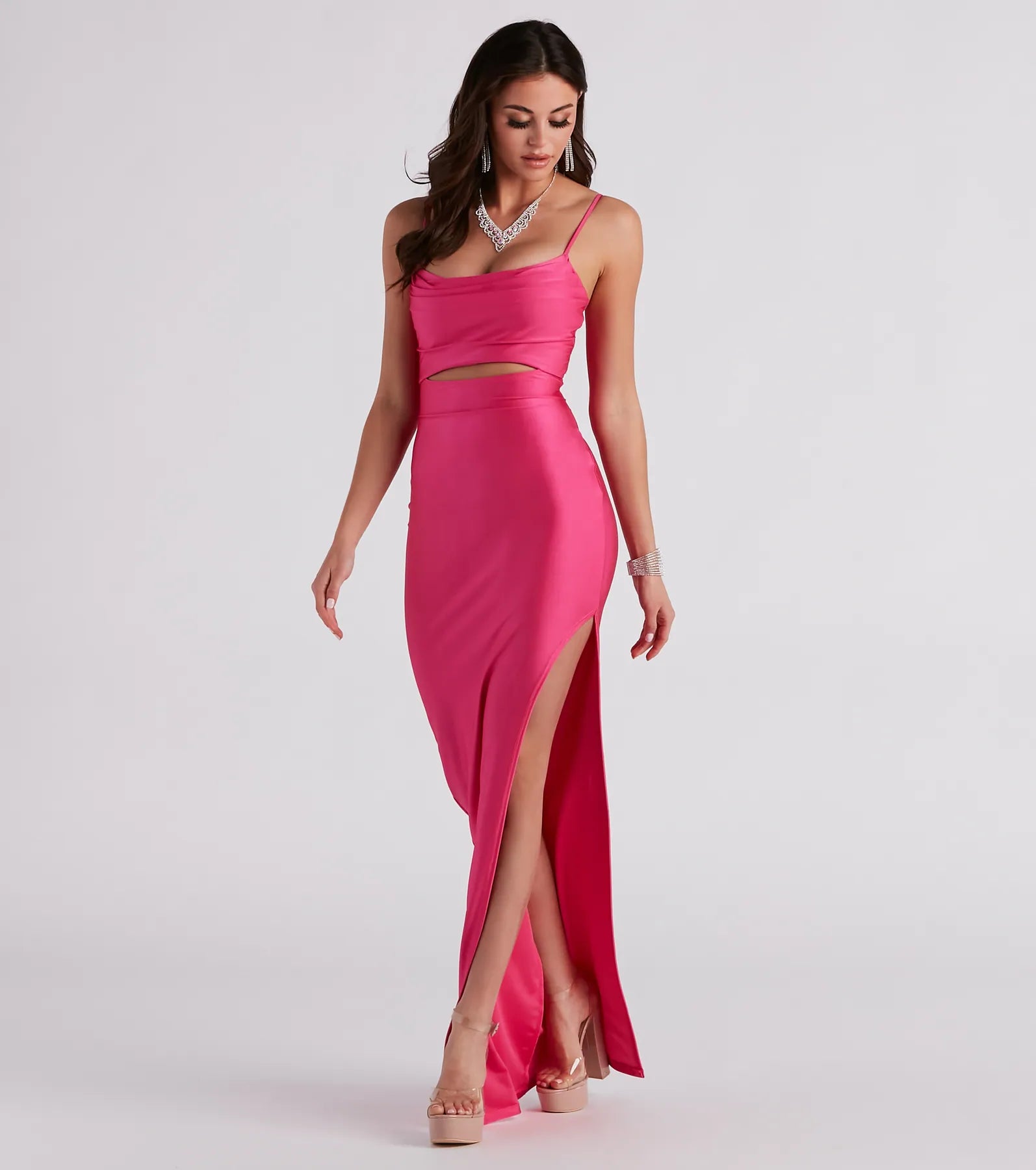 Celia Formal Cutout High Slit Column Dress