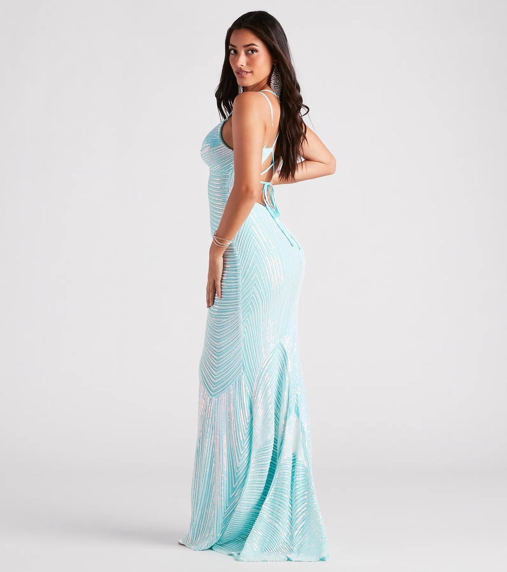 Lyanna Formal Iridescent Sequin Mermaid Dress