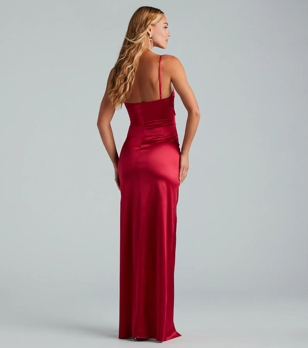 Jolina Wrap Skirt Satin Dress