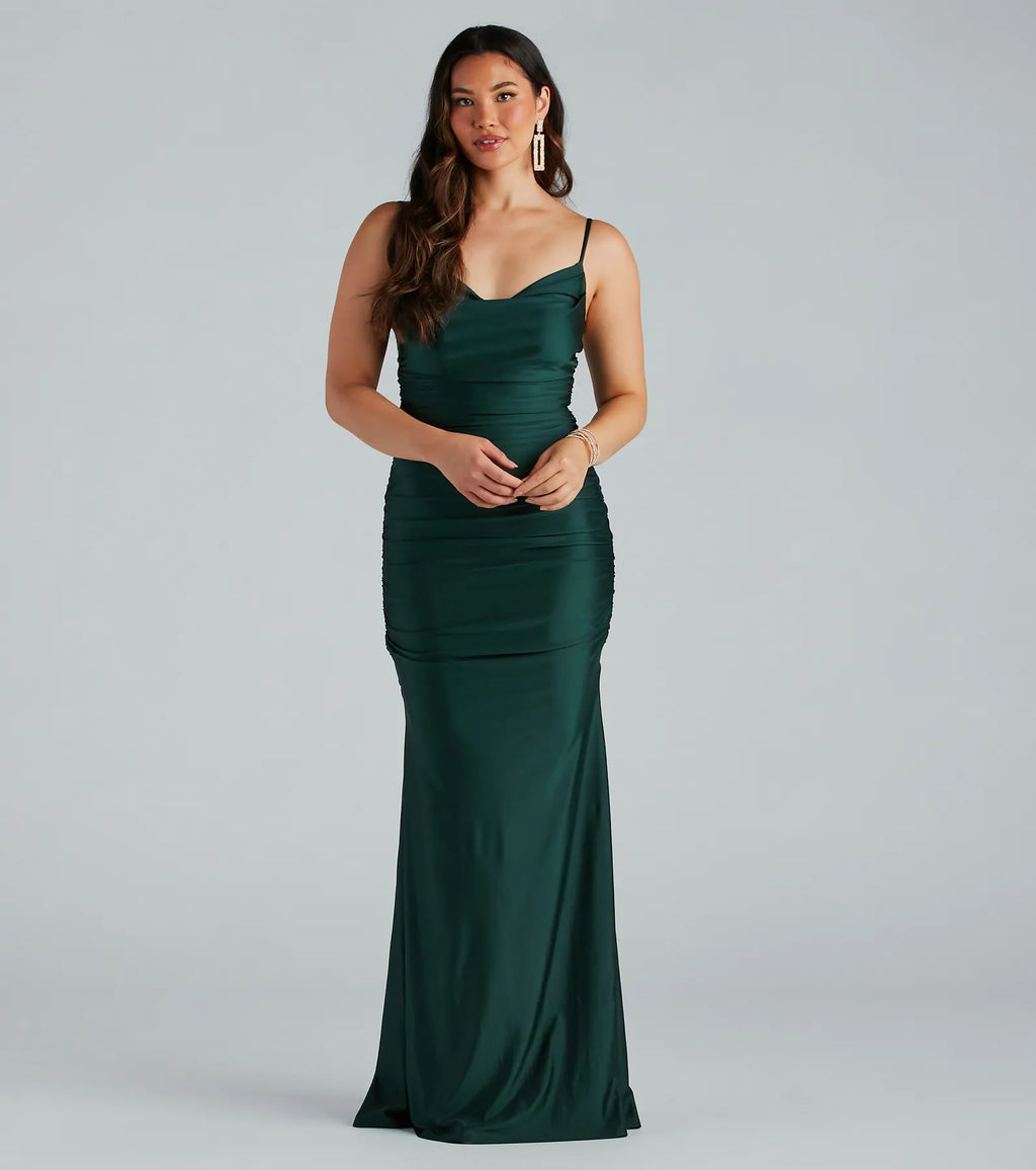 Jamie Formal Cowl Neck Mermaid Dress