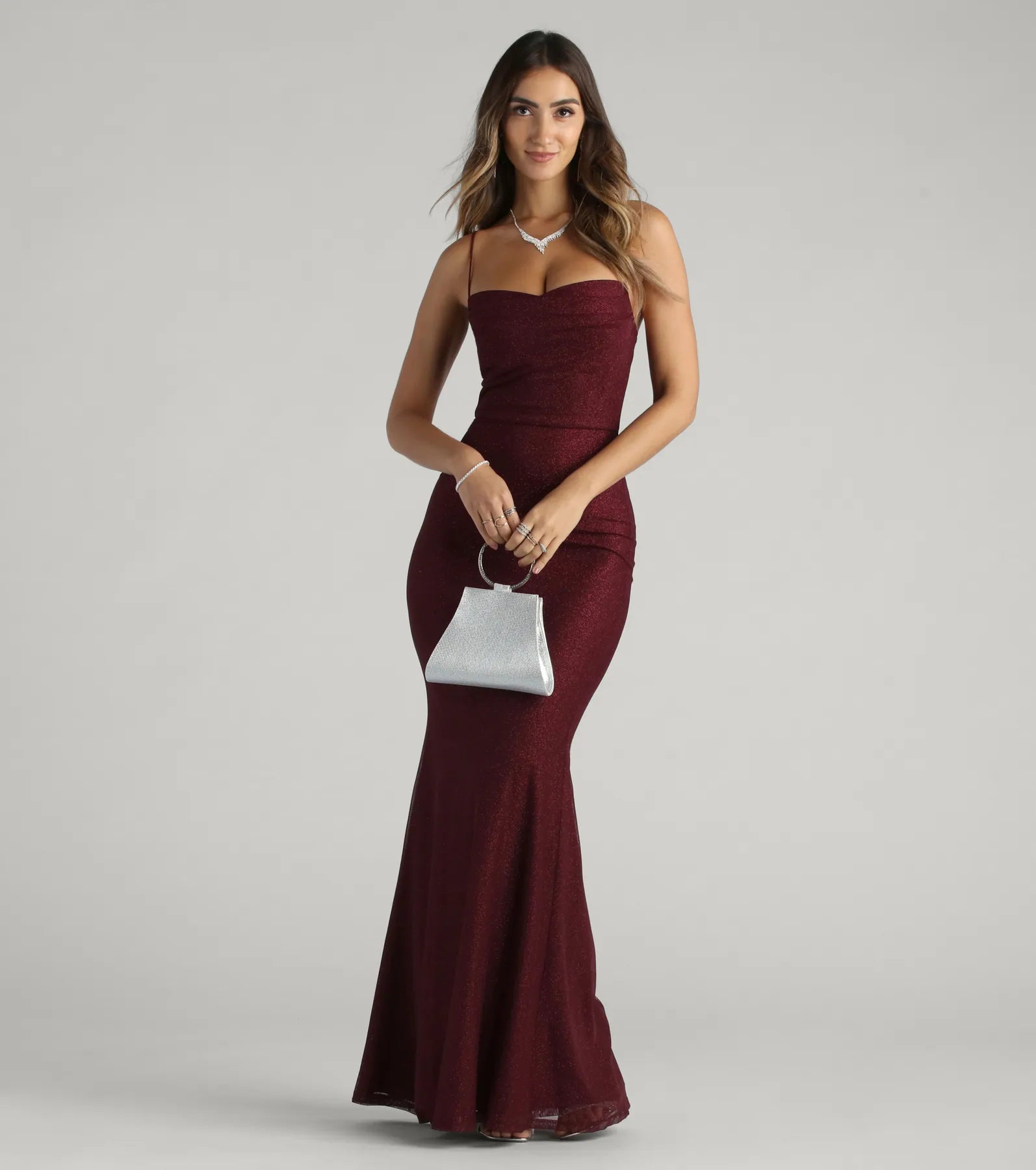 Addison Glitter Mesh Formal Dress