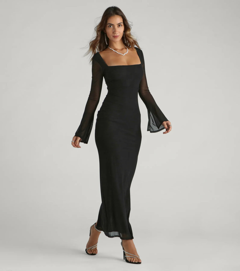 Becka Formal Mesh High Slit Column Dress