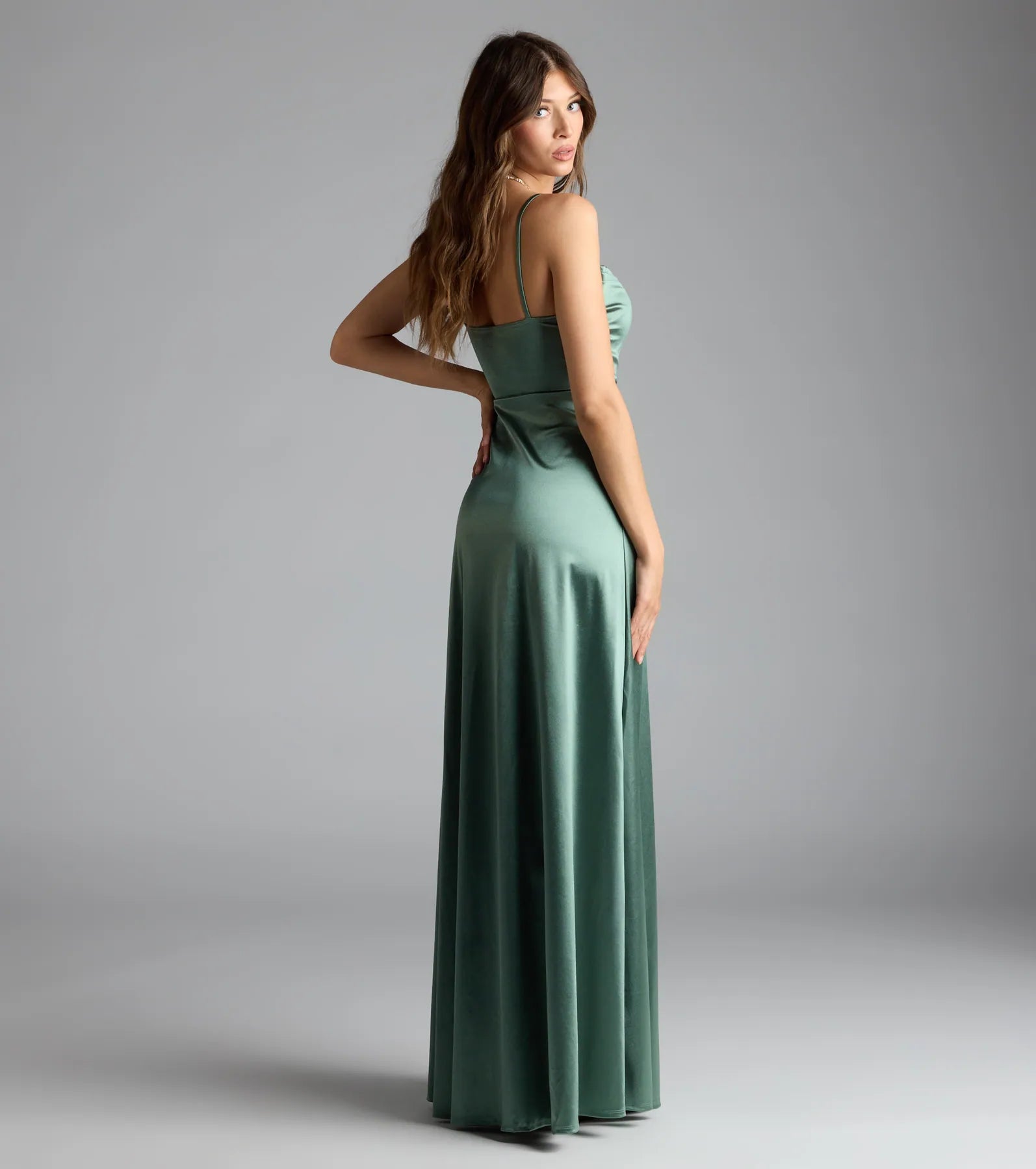 Marissa Formal Satin Cowl Neck Dress