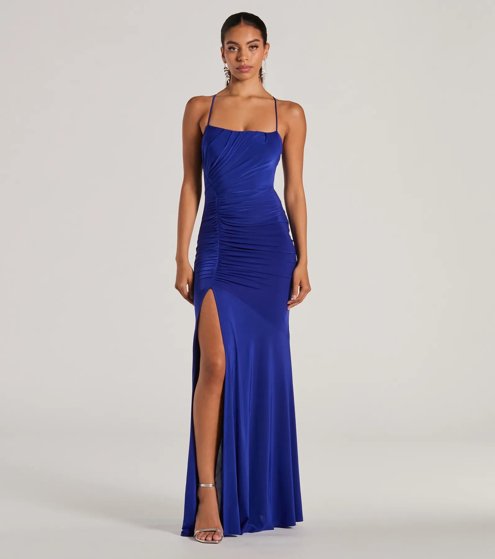 Candace Lace-Up Slit Mermaid Formal Dress