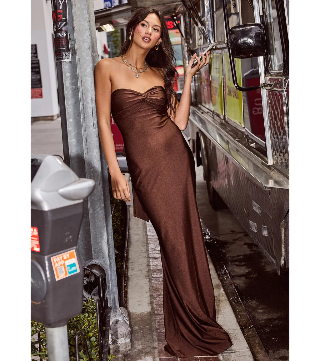 Kimberly Strapless Tie-Back Mermaid Formal Dress