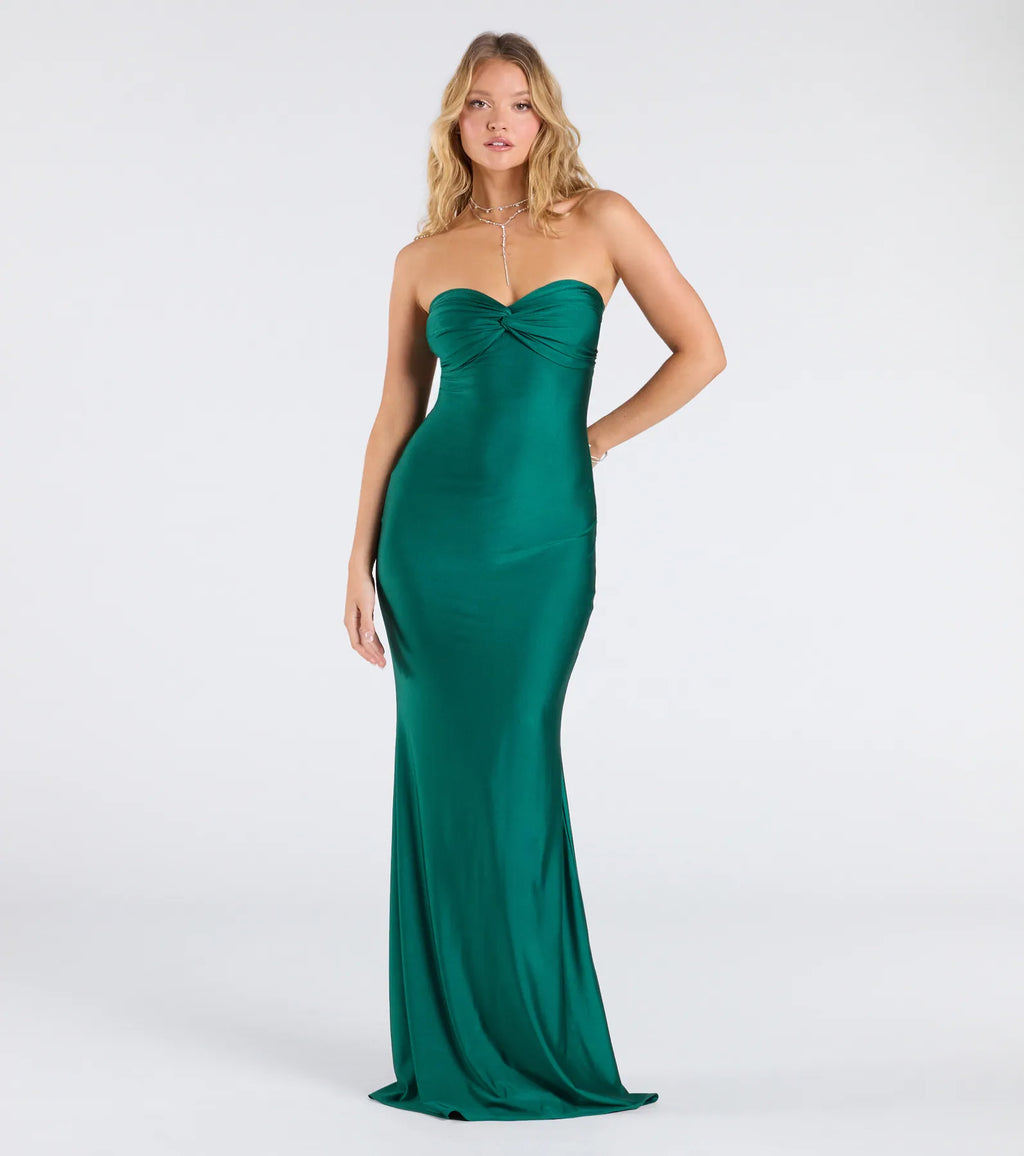Kimberly Strapless Tie-Back Mermaid Formal Dress