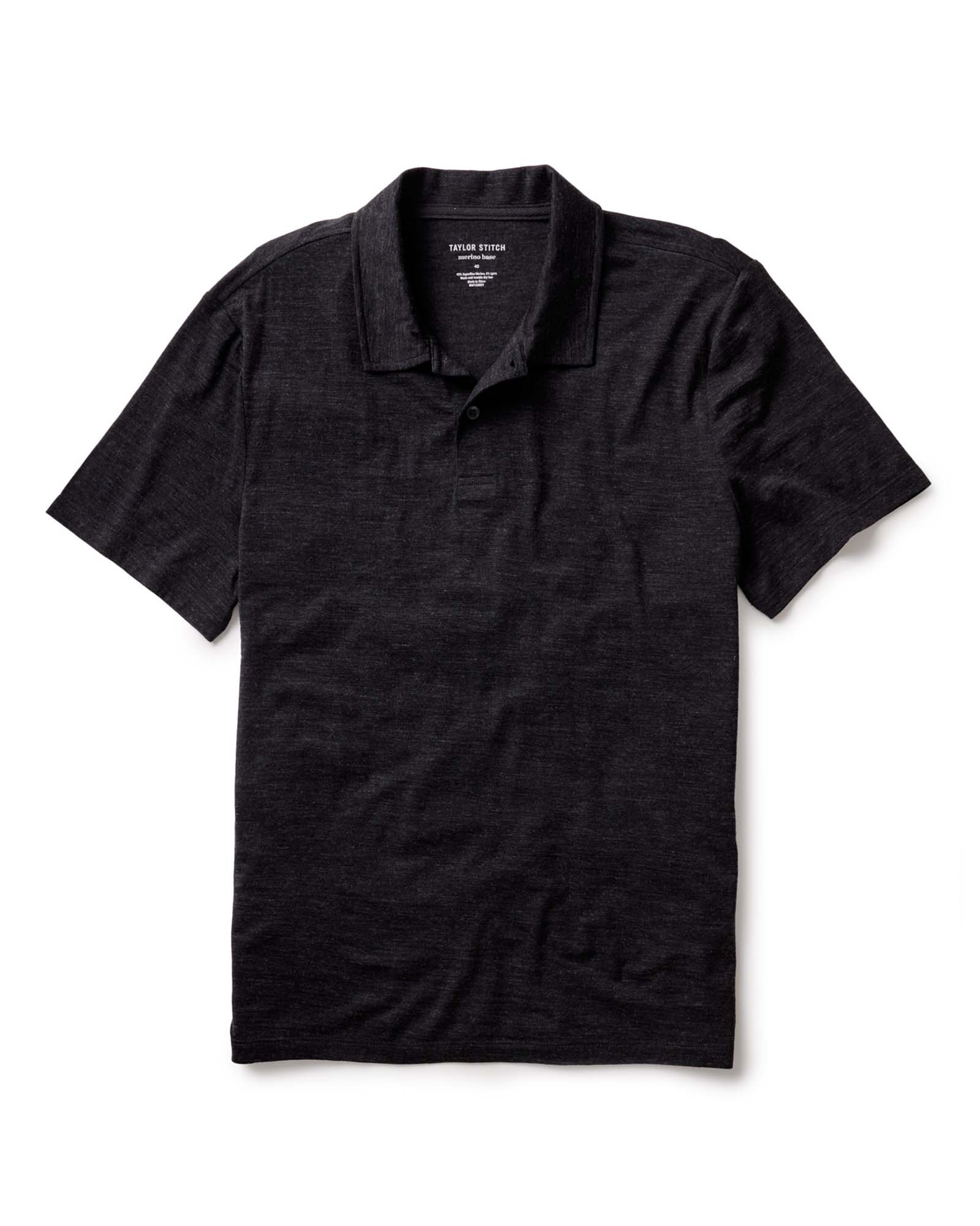 The Merino Polo in Heather Black