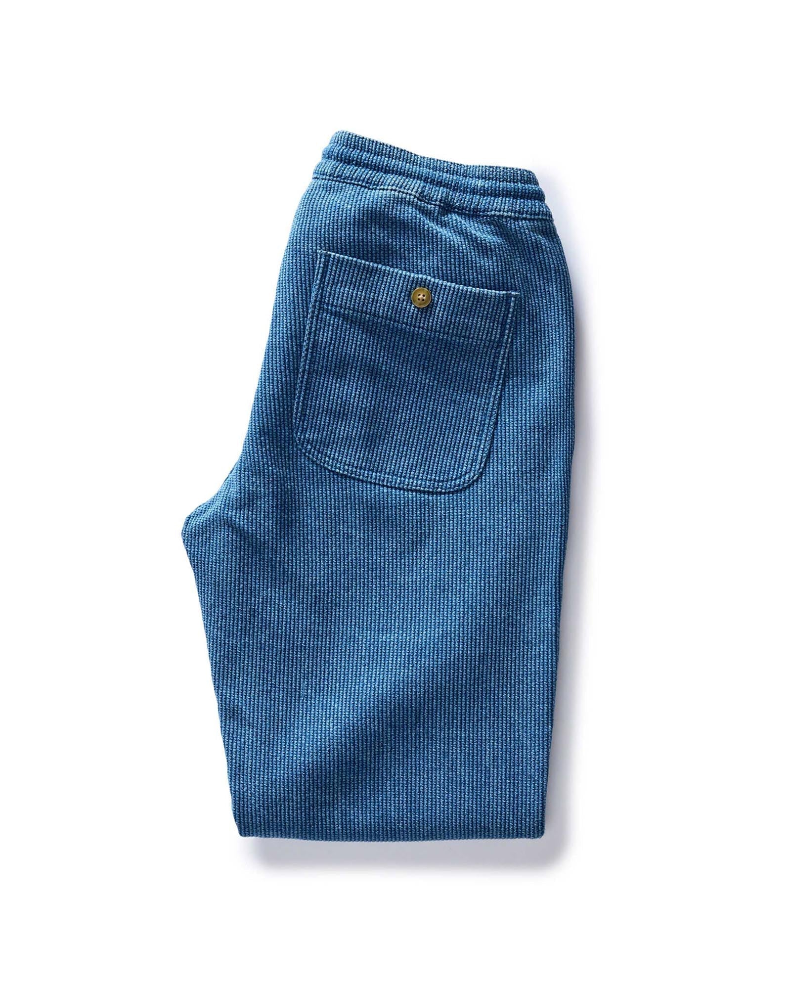 The Apres Pant in Washed Indigo Sashiko