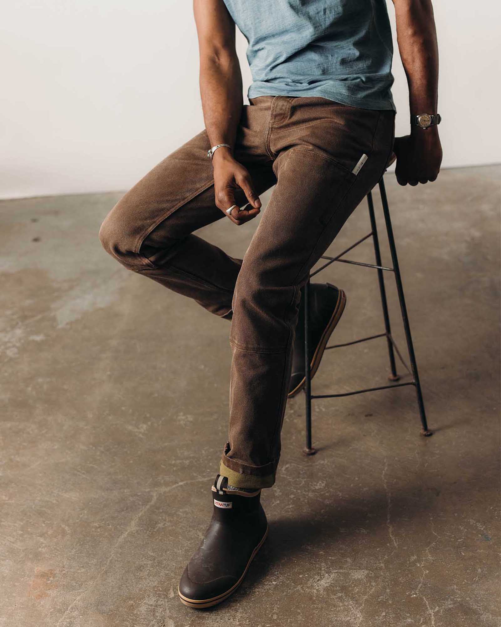 The Chore Pant in Aged Penny Chipped Canvas