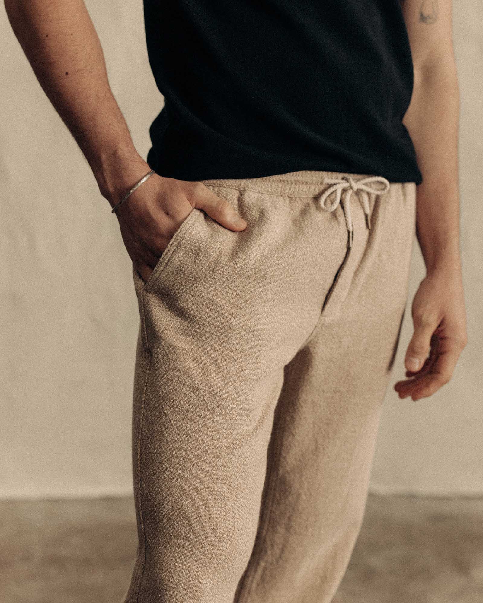 The Apres Pant in Oat Linen Tweed