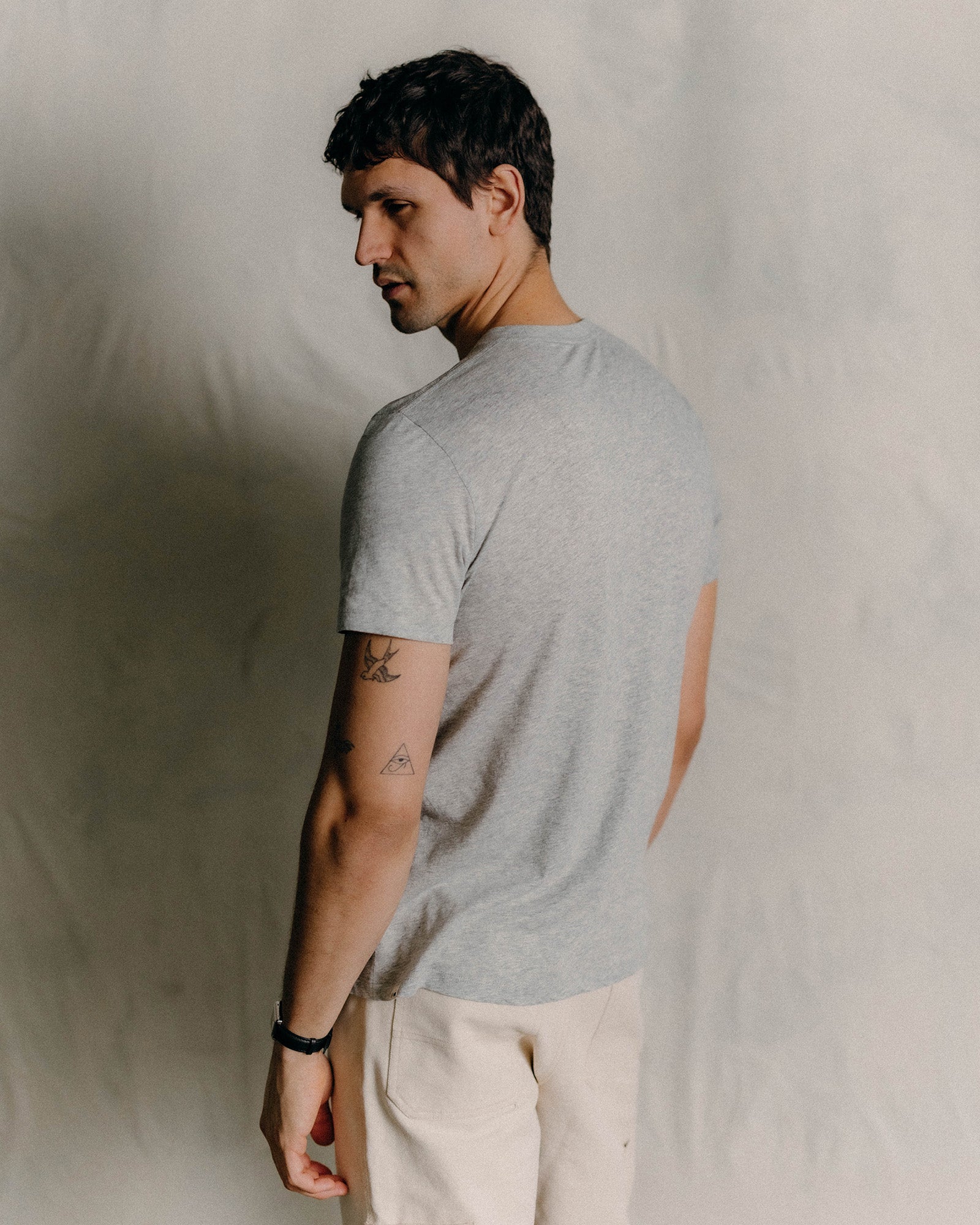 The Cotton Hemp Tee in Heather Grey