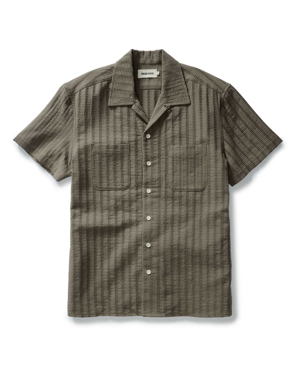 The Conrad Shirt in Fatigue Olive Dobby Stripe