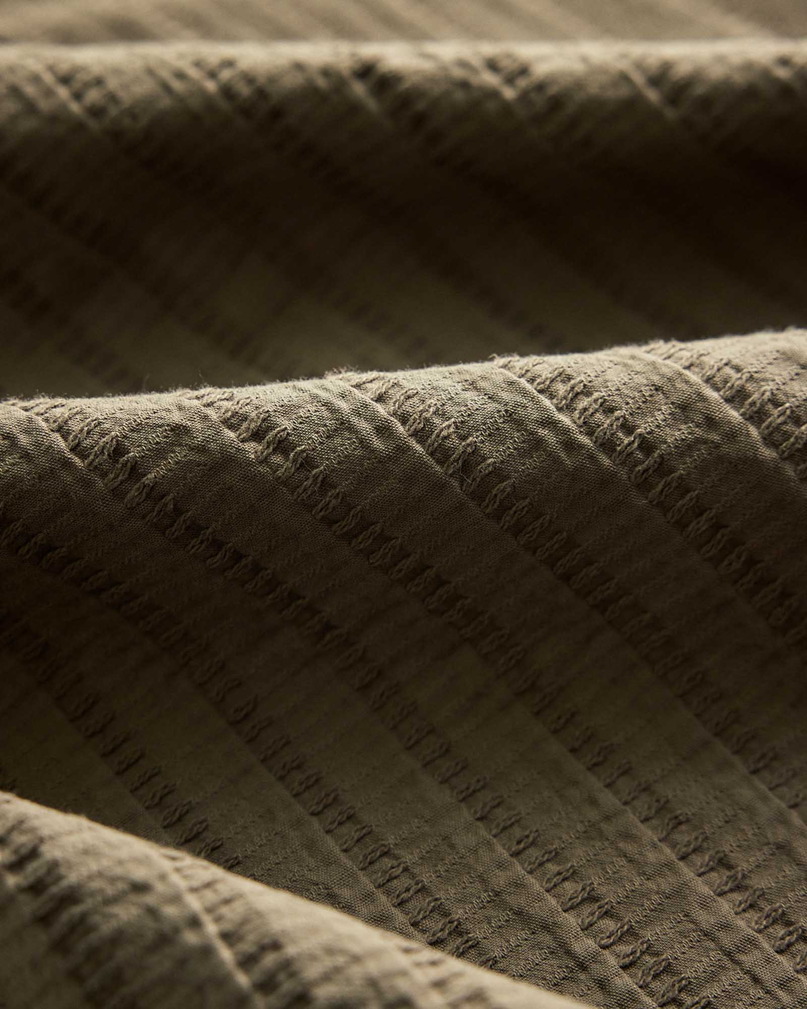 The Conrad Shirt in Fatigue Olive Dobby Stripe