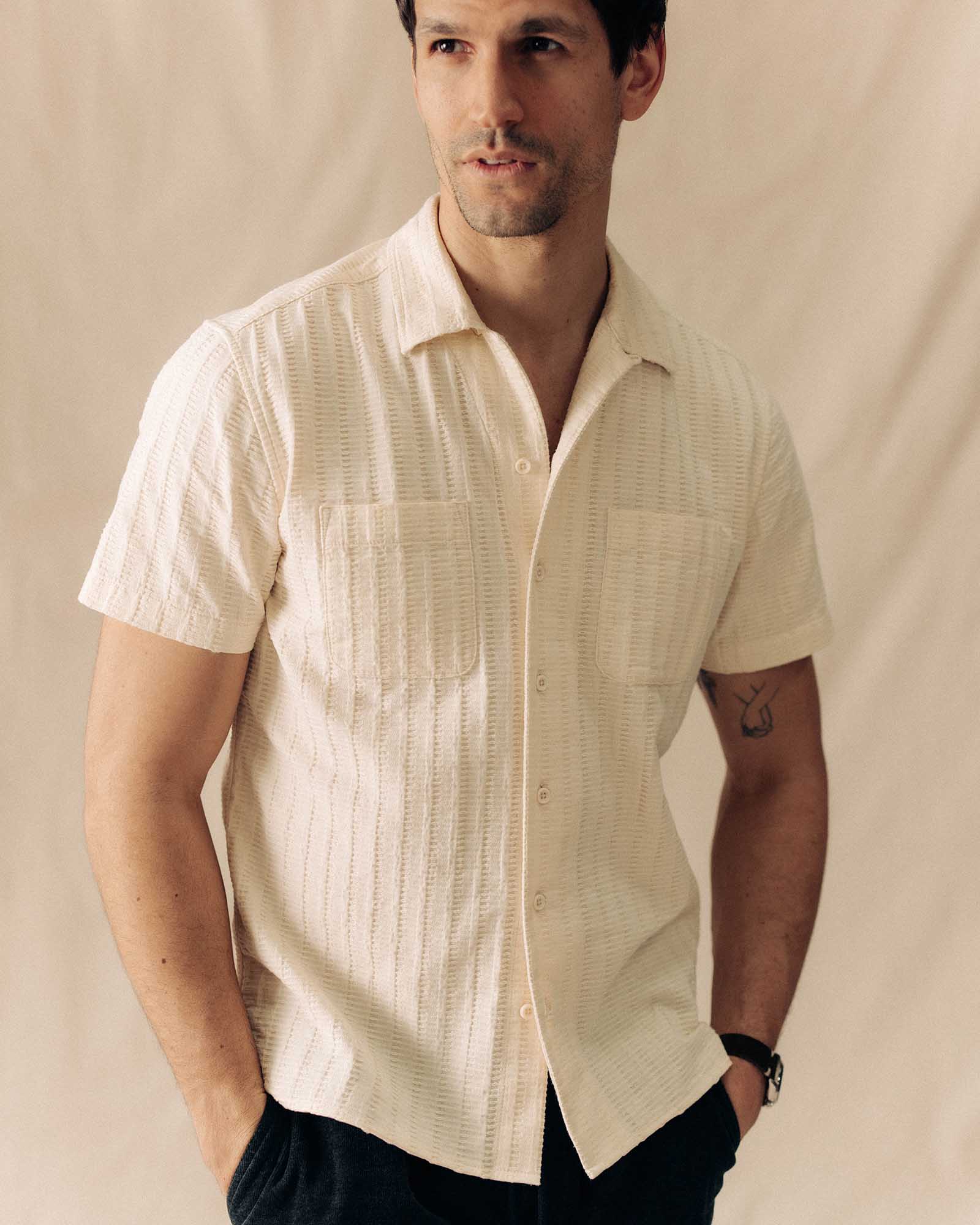 The Conrad Shirt in Vintage White Dobby Stripe