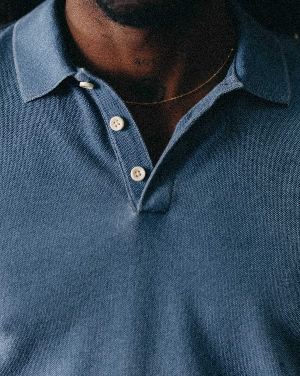 The Pacific Polo in Washed Indigo Pique