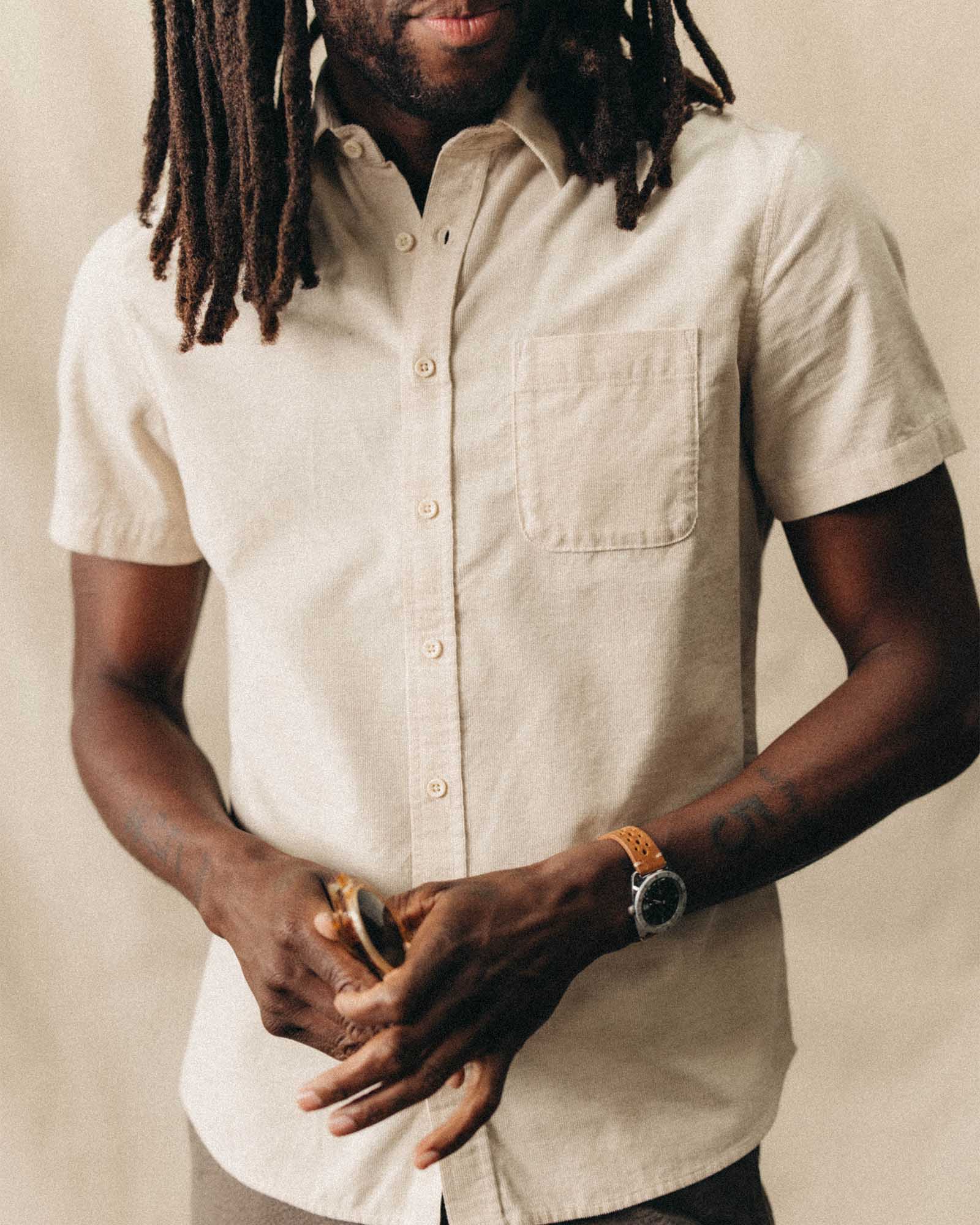 The Short Sleeve California in Heather Oat Cord