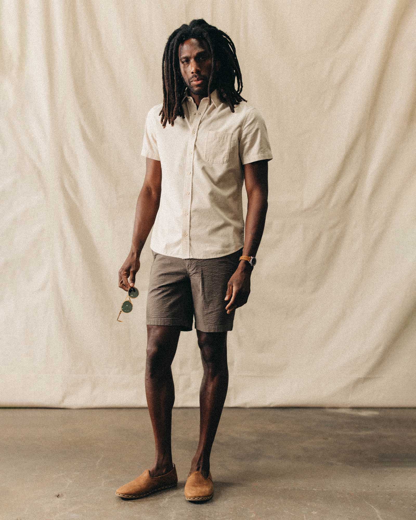 The Short Sleeve California in Heather Oat Cord