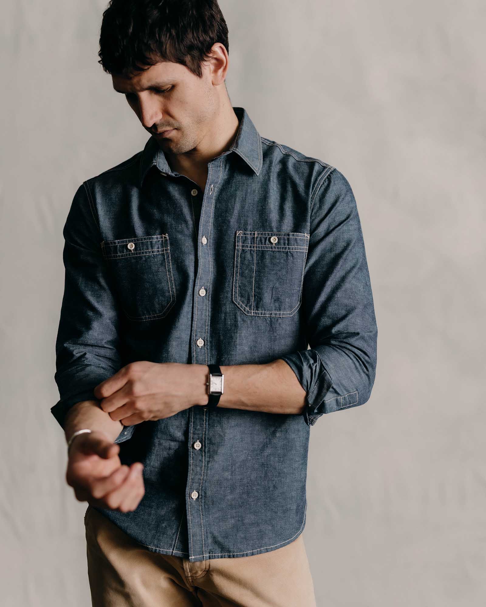 The Utility Shirt in Rinsed Indigo Nep