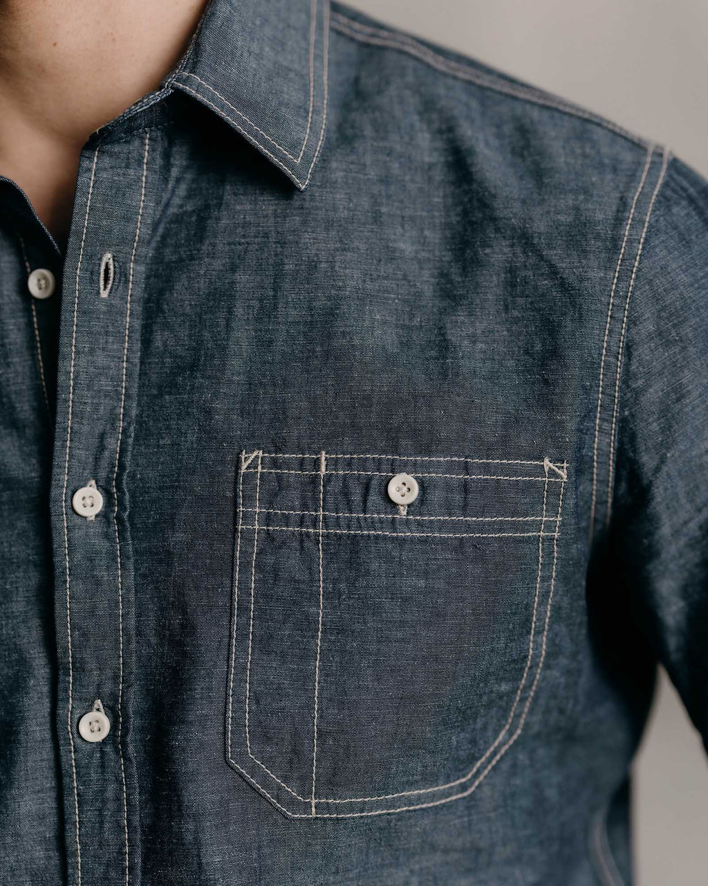 The Utility Shirt in Rinsed Indigo Nep