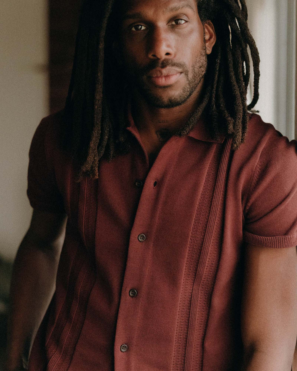 The Button Down Polo in Dried Cherry Stripe