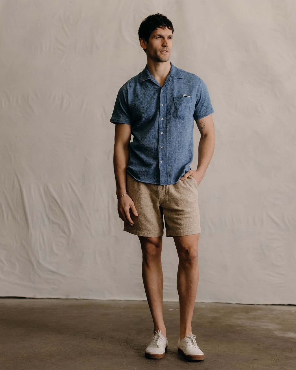 The Hawthorne Shirt in Washed Indigo Crepe