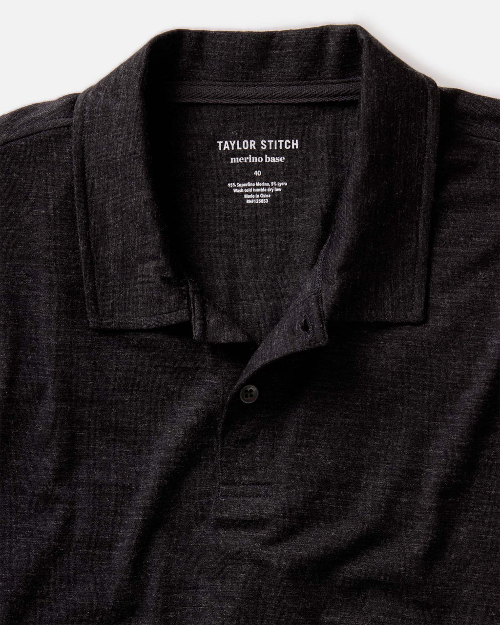 The Merino Polo in Heather Black
