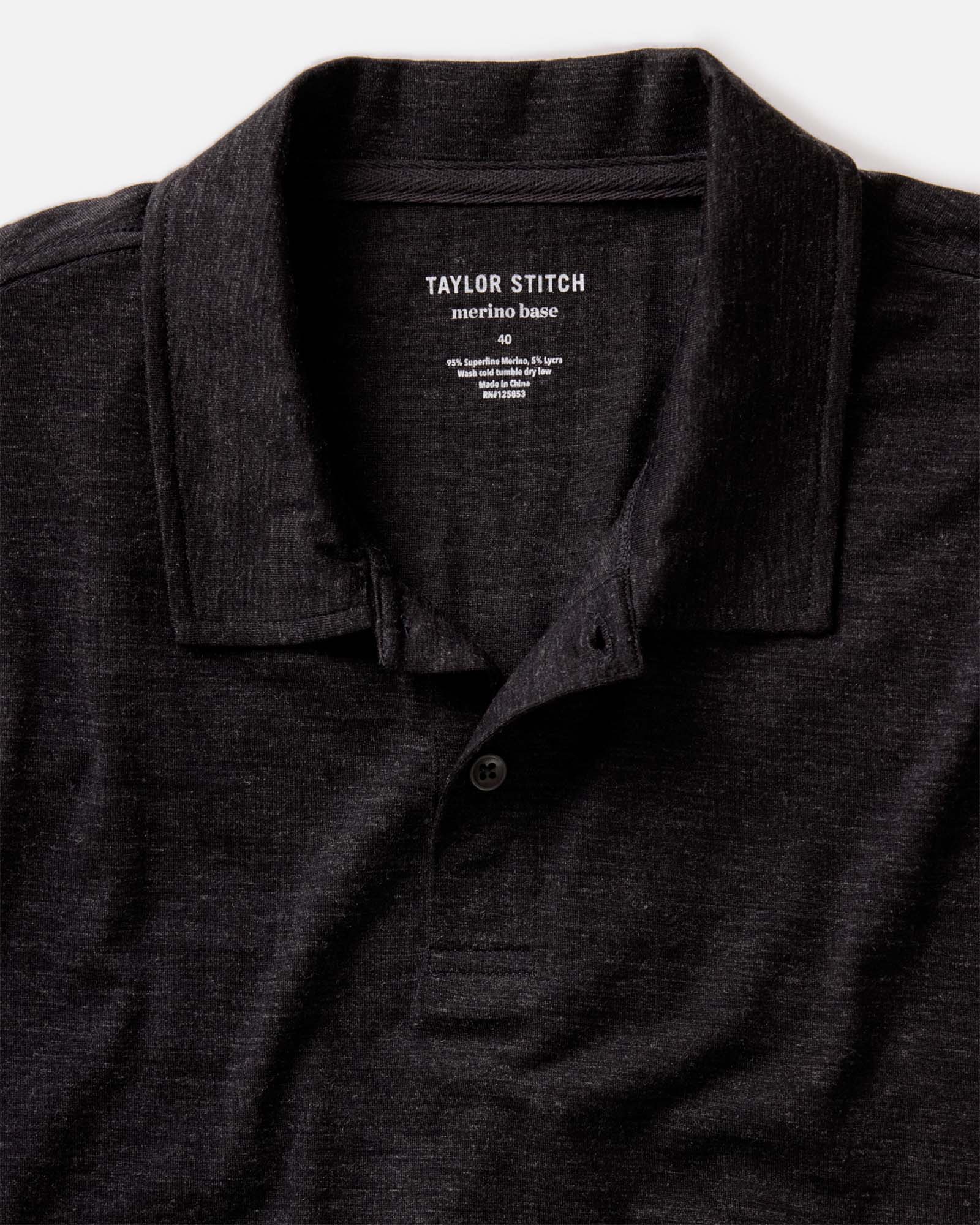 The Merino Polo in Heather Black