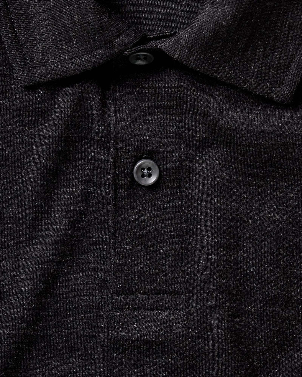 The Merino Polo in Heather Black