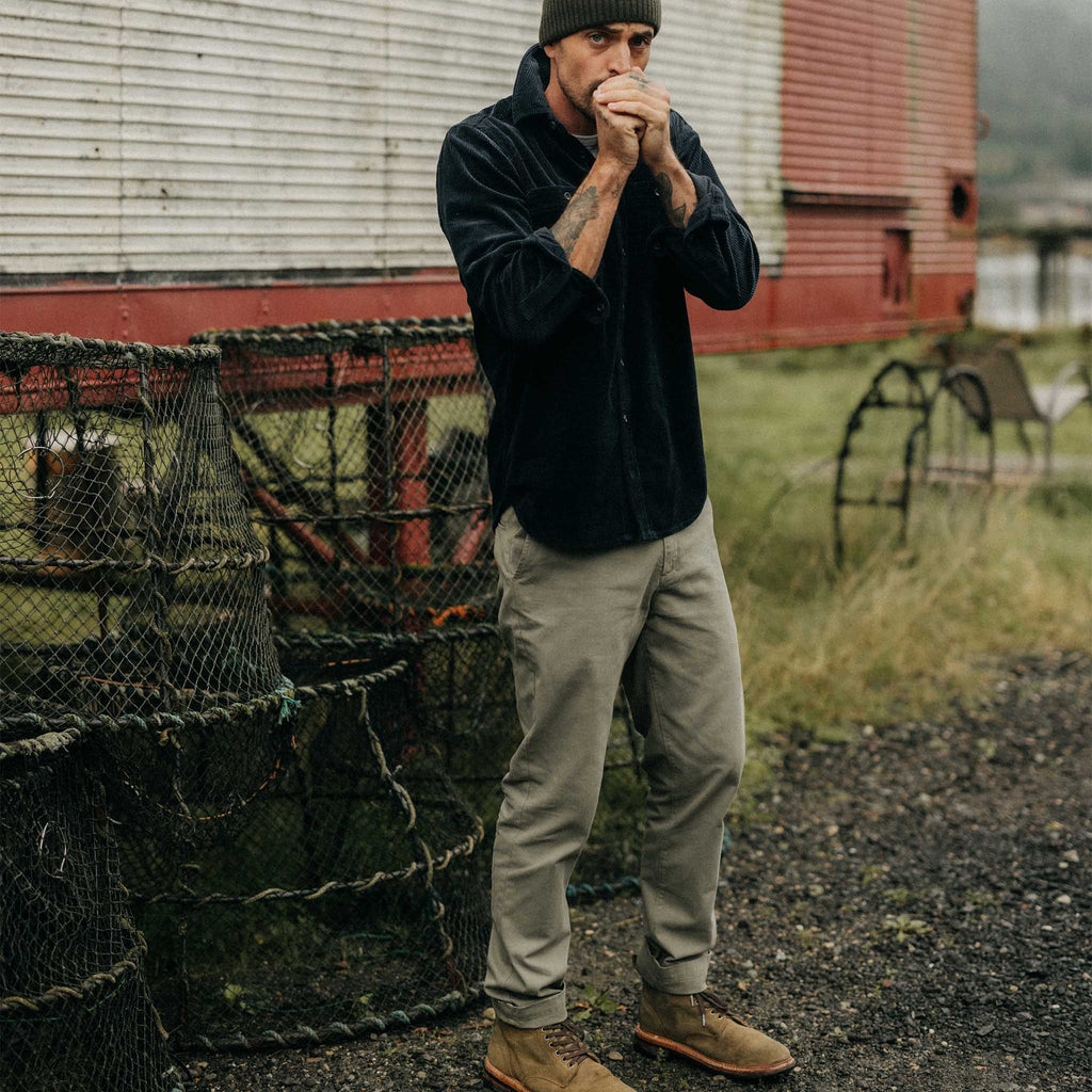 The Slim Foundation Pant in Organic Smoked Olive