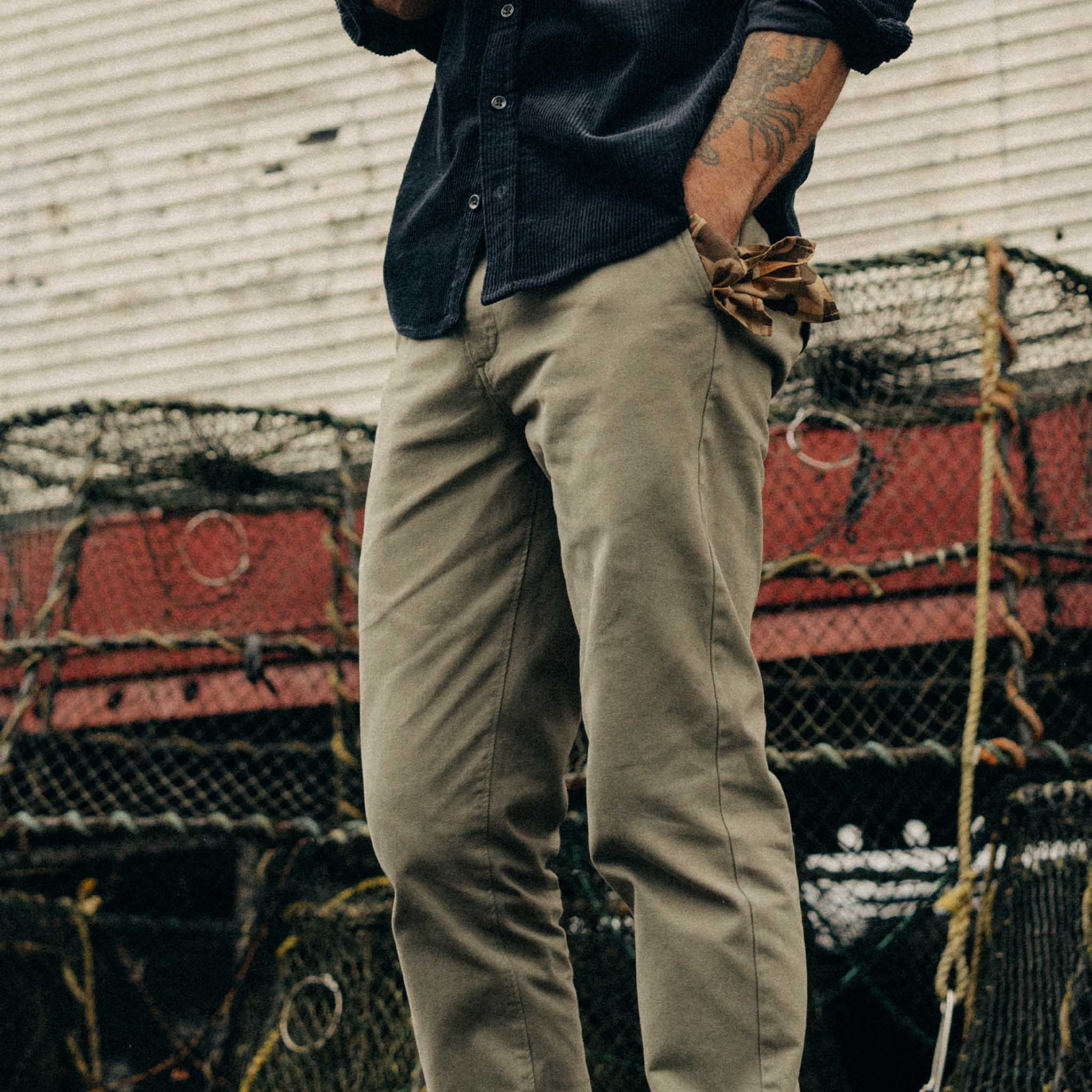 The Slim Foundation Pant in Organic Smoked Olive