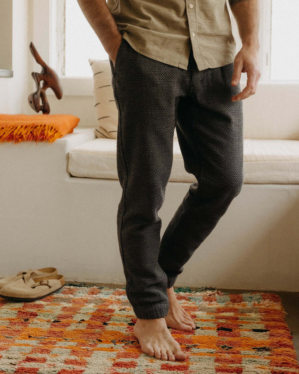 The Apres Pant in Charcoal Sashiko