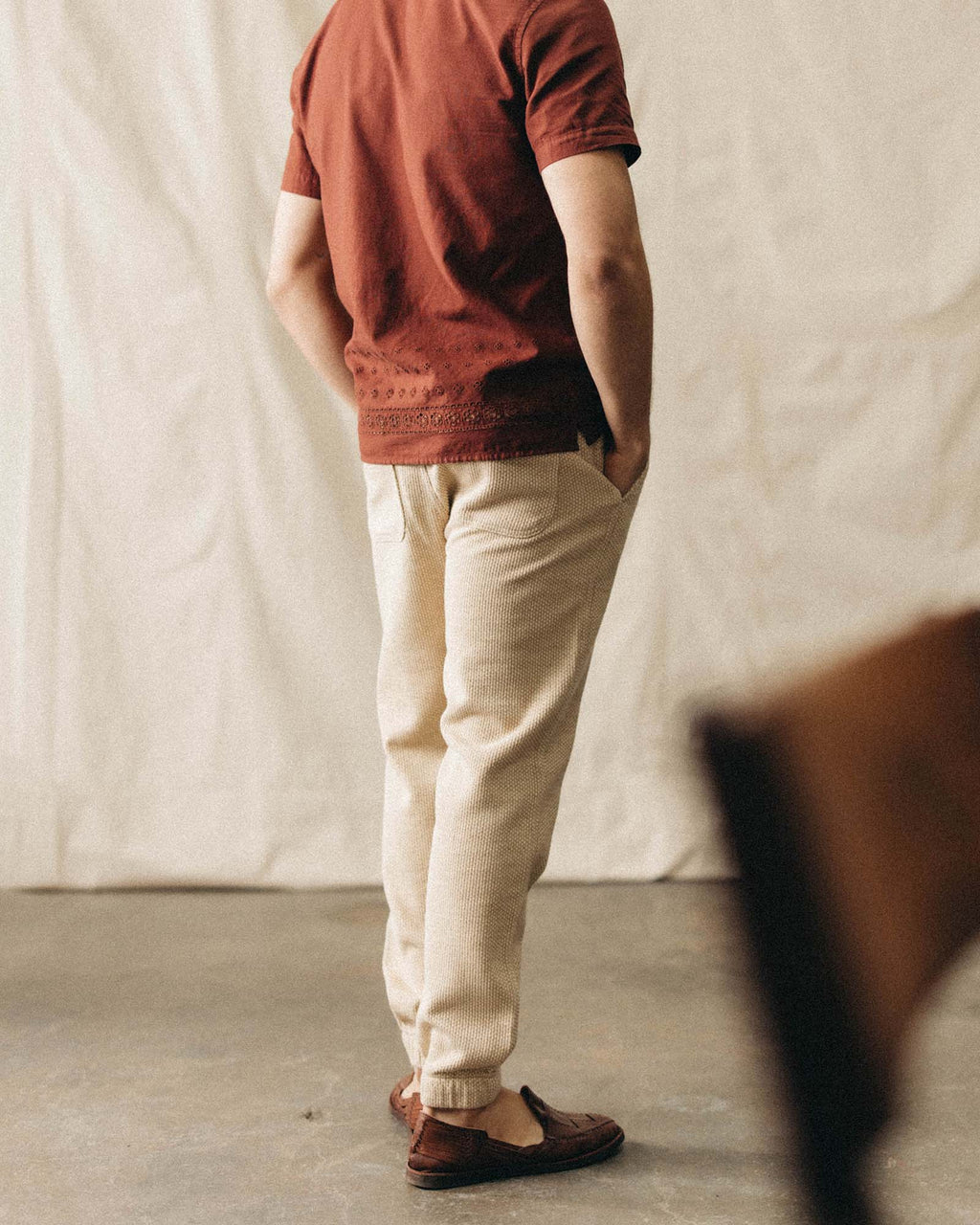 The Apres Pant in Natural Sashiko