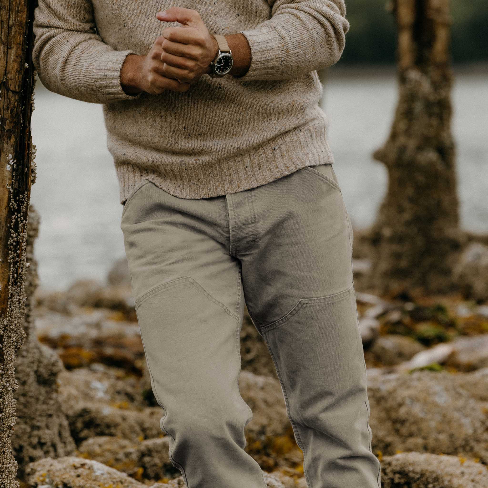 The Chore Pant in Stone Chipped Canvas